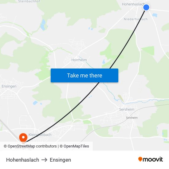 Hohenhaslach to Ensingen map