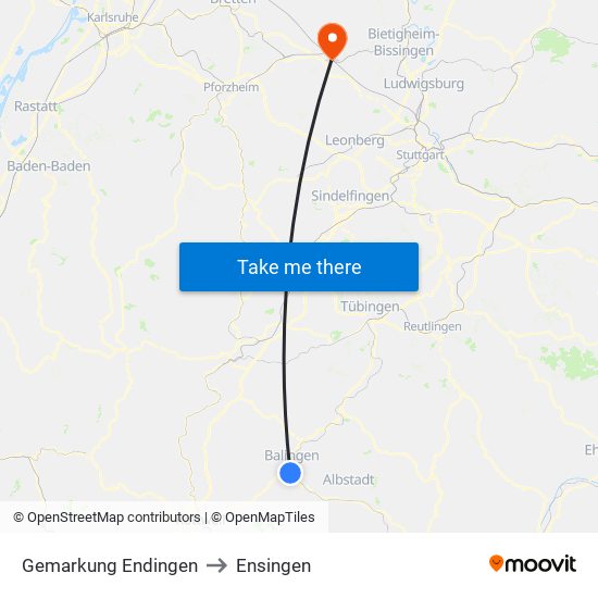 Gemarkung Endingen to Ensingen map
