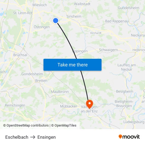 Eschelbach to Ensingen map