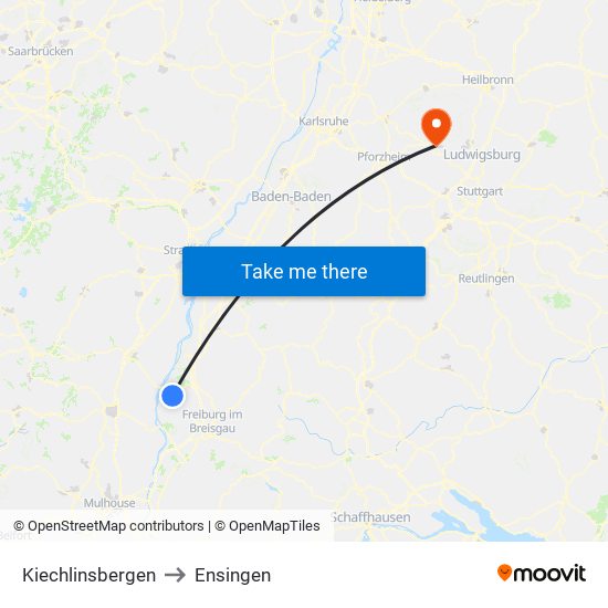 Kiechlinsbergen to Ensingen map