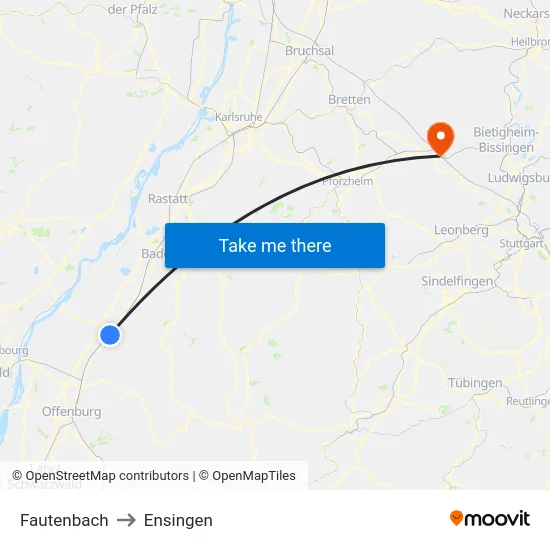 Fautenbach to Ensingen map