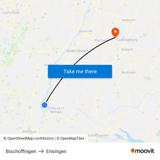 Bischoffingen to Ensingen map