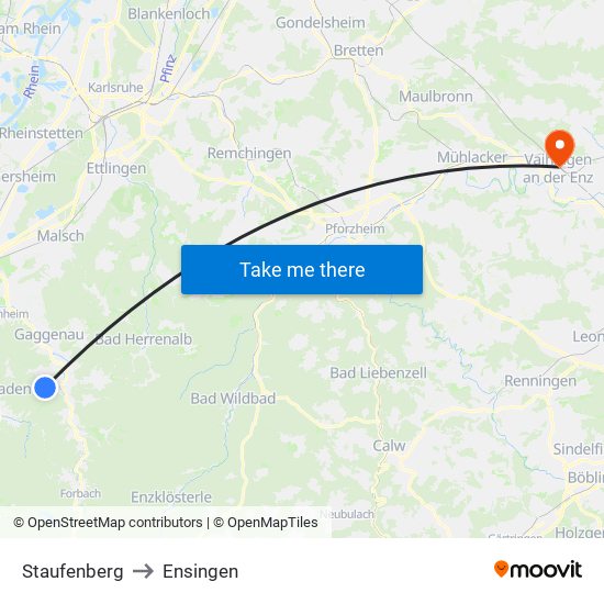 Staufenberg to Ensingen map