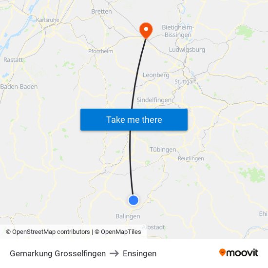 Gemarkung Grosselfingen to Ensingen map