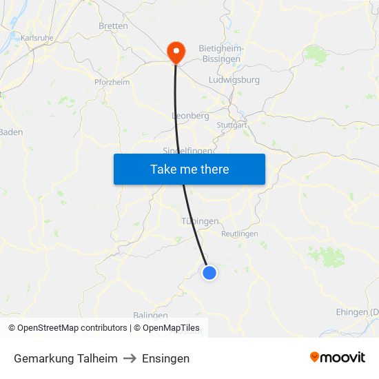Gemarkung Talheim to Ensingen map