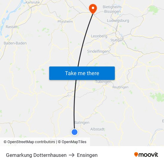 Gemarkung Dotternhausen to Ensingen map