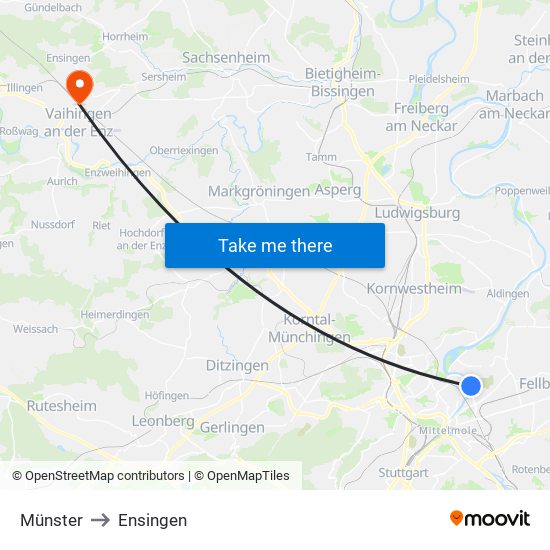 Münster to Ensingen map