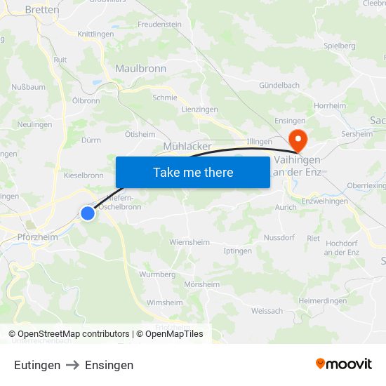 Eutingen to Ensingen map
