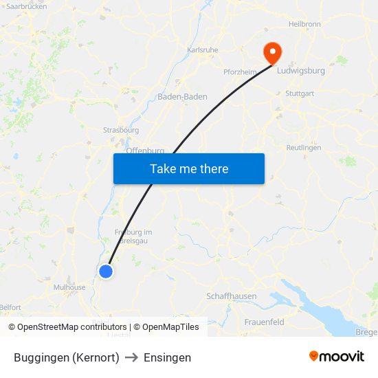 Buggingen (Kernort) to Ensingen map