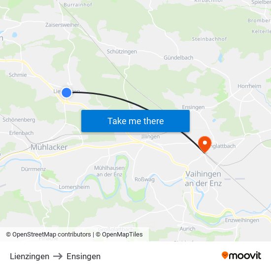 Lienzingen to Ensingen map