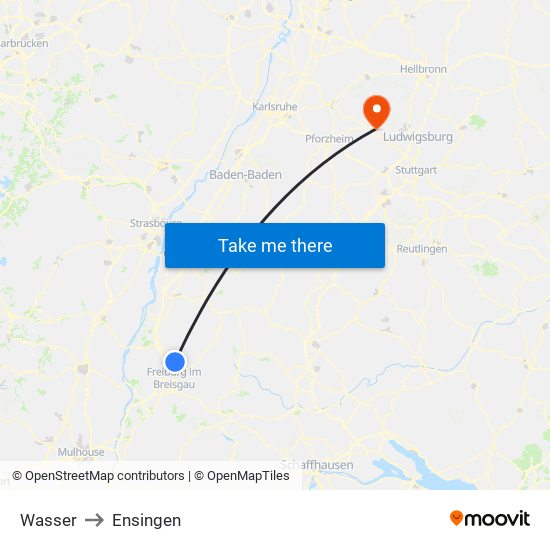 Wasser to Ensingen map