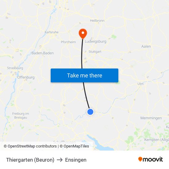 Thiergarten (Beuron) to Ensingen map