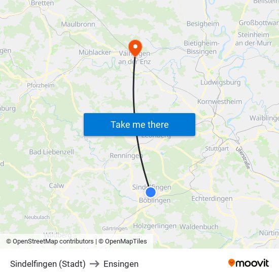 Sindelfingen (Stadt) to Ensingen map