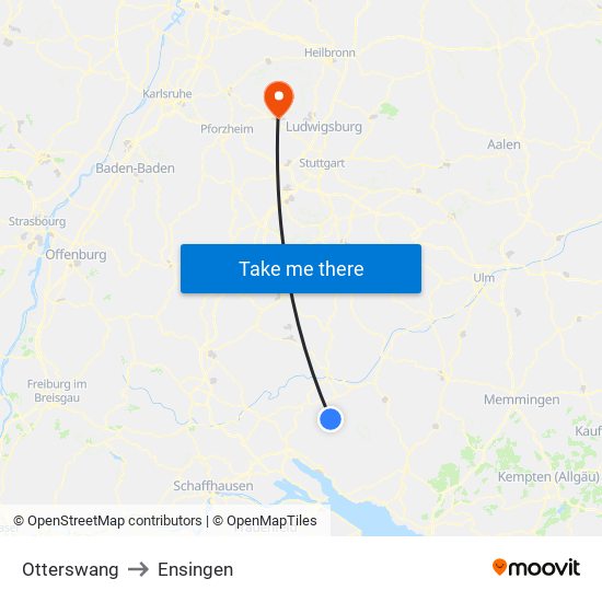 Otterswang to Ensingen map