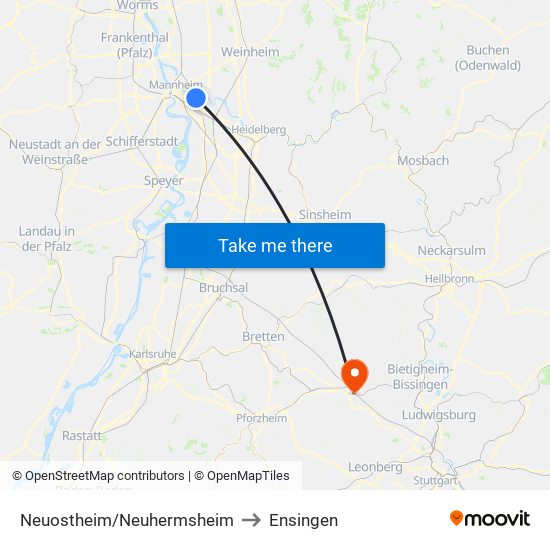 Neuostheim/Neuhermsheim to Ensingen map