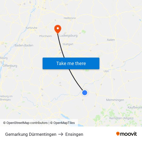 Gemarkung Dürmentingen to Ensingen map