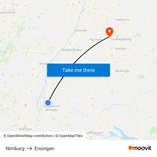 Nimburg to Ensingen map