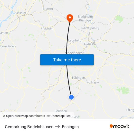 Gemarkung Bodelshausen to Ensingen map