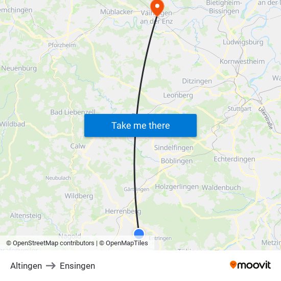 Altingen to Ensingen map