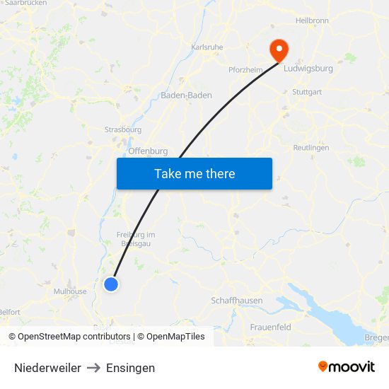 Niederweiler to Ensingen map