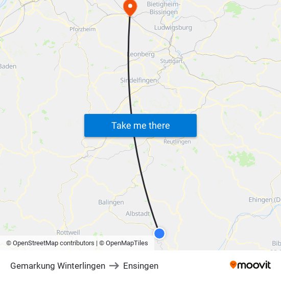 Gemarkung Winterlingen to Ensingen map