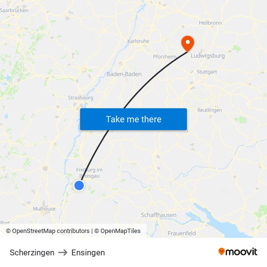 Scherzingen to Ensingen map