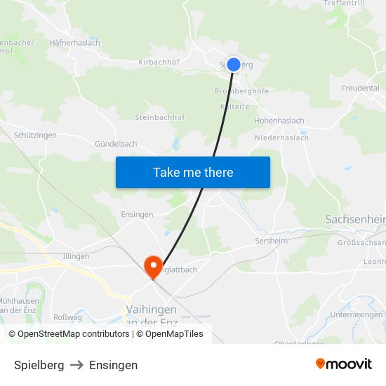 Spielberg to Ensingen map