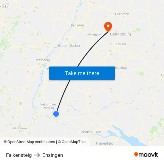 Falkensteig to Ensingen map