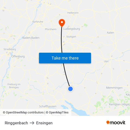 Ringgenbach to Ensingen map