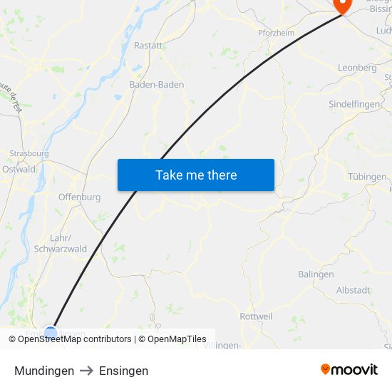 Mundingen to Ensingen map