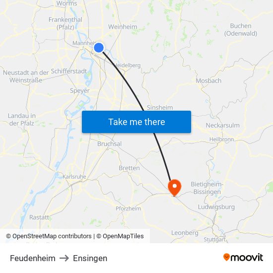 Feudenheim to Ensingen map