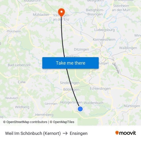 Weil Im Schönbuch (Kernort) to Ensingen map
