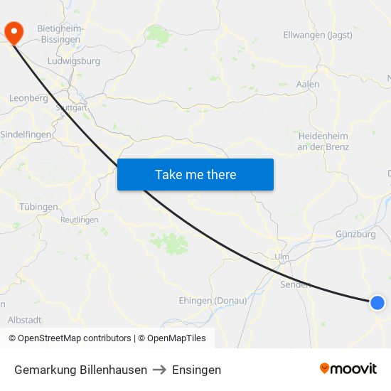 Gemarkung Billenhausen to Ensingen map