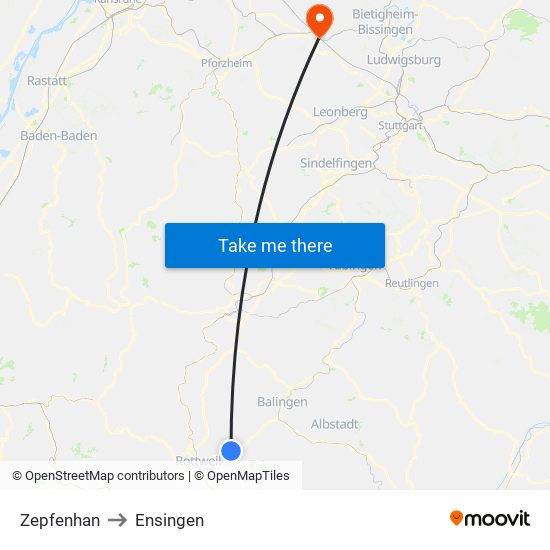 Zepfenhan to Ensingen map