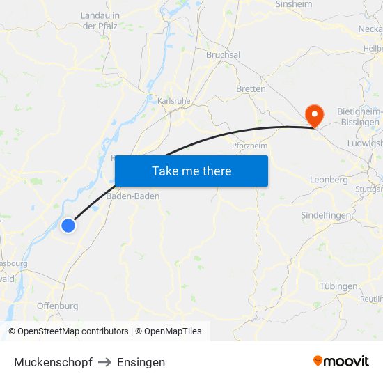 Muckenschopf to Ensingen map