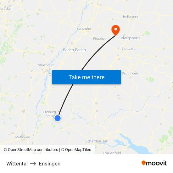 Wittental to Ensingen map