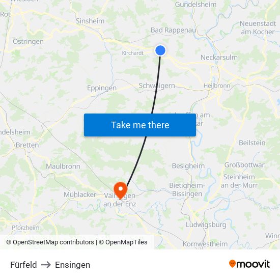 Fürfeld to Ensingen map