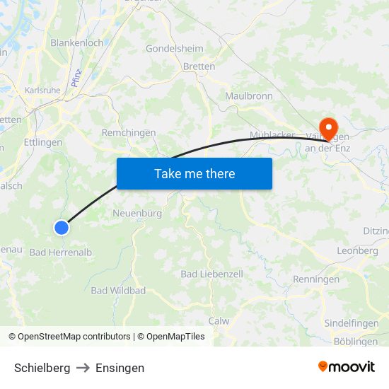 Schielberg to Ensingen map