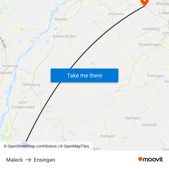 Maleck to Ensingen map