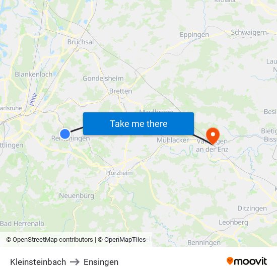 Kleinsteinbach to Ensingen map