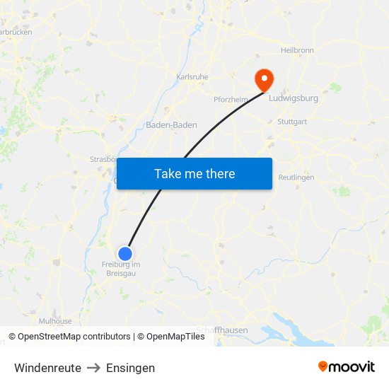 Windenreute to Ensingen map
