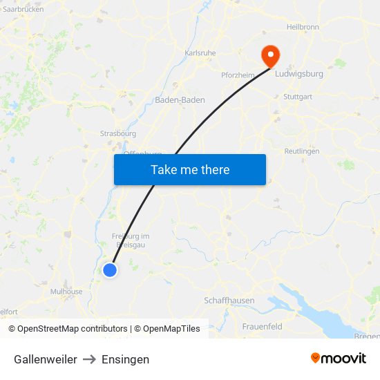Gallenweiler to Ensingen map