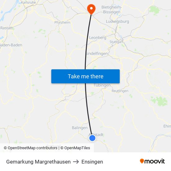 Gemarkung Margrethausen to Ensingen map