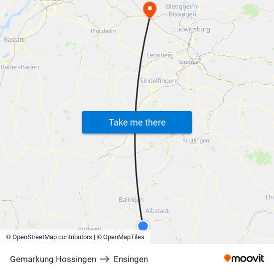 Gemarkung Hossingen to Ensingen map