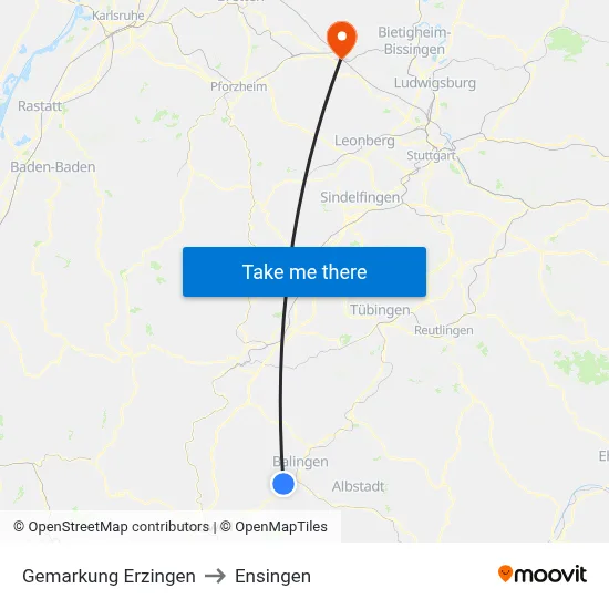 Gemarkung Erzingen to Ensingen map
