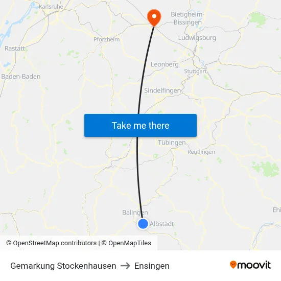 Gemarkung Stockenhausen to Ensingen map