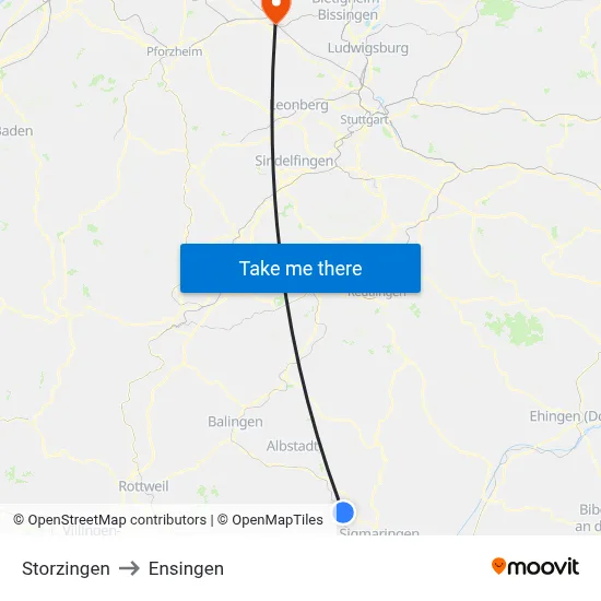 Storzingen to Ensingen map