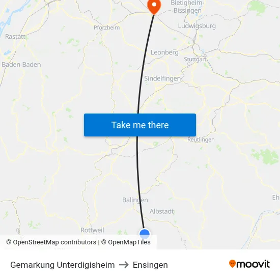 Gemarkung Unterdigisheim to Ensingen map