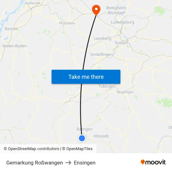 Gemarkung Roßwangen to Ensingen map