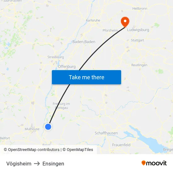 Vögisheim to Ensingen map